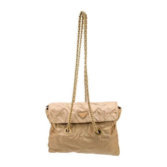Prada Handbags - Prada 'Tessuto' Tan Nylon Shoulder Bag